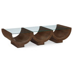 Meridian Furniture - Beverwil Coffee Table, Brown - Channel the glamour of the Art Deco era with the Beverwil Coffee Table, a captivating centerpiece that exudes timeless sophistication. This stunning table features a rich brown finish that highlights the natural beauty of the oak veneer, creating a striking visual contrast. The tempered glass top adds an air of elegance and provides a clear surface for displaying your favorite decor items. The unique geometric design, reminiscent of the Art Deco period, infuses your space with a touch of vintage charm.