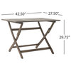 GDF Studio St. Nevis Outdoor Acacia Wood Foldable Dining Table, Gray