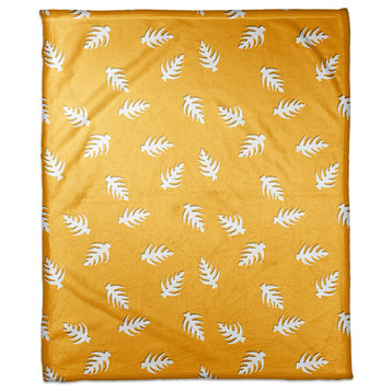 Palm Pattern in Yellow and White Fleece Blanket