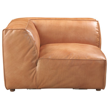 Tan Top Grain Leather Corner Chair Light Brown Modular