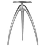 Meridian Furniture - Clara Aluminum Adjustable Bar/Counter Stool, Silver - Minimalist decor craves this Clara bar/counter stool. This stool features sturdy aluminum construction in a silver finish that adds an industrial slant to your kitchen or home bar space. Built from metal for strength and endurance, this stool features an adjustable design that allows you to screw the seat up or down to transform its height with just a few turns from a minimum of 28 inches to a maximum of 33.