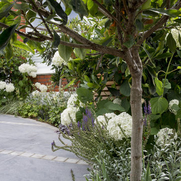 A multi-textured driveway conversion on a slope