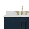 Ariel Taylor 73" Rectangle Sinks Bath Vanity, Midnight Blue, 0.75" Carrara Marble