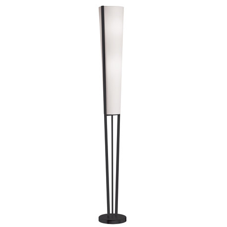 Modern Floor Lamp, White Shade, Matte Black