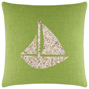 Sparkles Home Shell Sailboat Pillow, Lime, 20x20