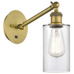 Innovations Lighting - Innovations Lighting 317-1W-BB-G802 Clymer, 1 Light Wall In Art Nouveau - The Clymer 1 Light Sconce is part of the BallstonClymer 1 Light Wall  Brushed BrassUL: Suitable for damp locations Energy Star Qualified: n/a ADA Certified: n/a  *Number of Lights: 1-*Wattage:100w Incandescent bulb(s) *Bulb Included:No *Bulb Type:Incandescent *Finish Type:Brushed Brass