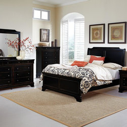 HOMELEGANCE 2223-1 DERBY RUN LOUIS PHILIPPE BLACK SAND WOOD QUEEN BED - Panel Beds