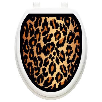Leopard  Toilet Tattoos Seat Cover, Vinyl Lid Decal, Bathroom Cling Décor, Elongated