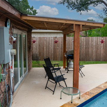 Custom Patio Cover Upgrade – Sealed Cedar & R-Panel Roofin
