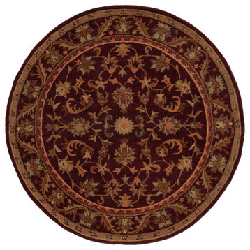 Safavieh Antiquity Collection AT52 Rug, Wine/Gold, 3'6" Round