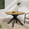 Mellie Outdoor Acacia Wood Circular Dining Table, Teak/Black