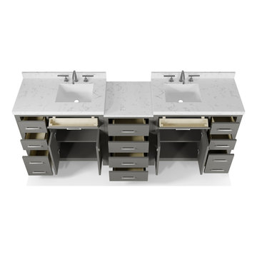 Caroline Parkway 93'' Grey Bathroom Vanity
