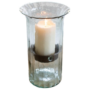 Ribbed Clear Glass 15" Candle Hurricane Rustic Pillar Holder Display Vase