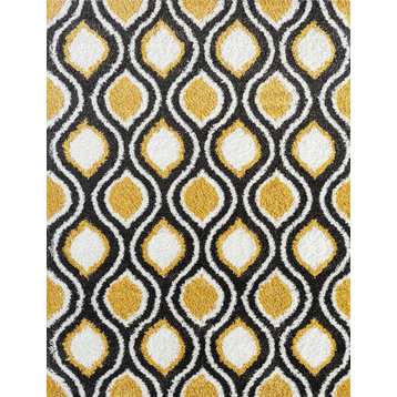 Speers Contemporary Geometric Gold/Dark Gray Indoor Rectangle Area Rug, 5'x7'