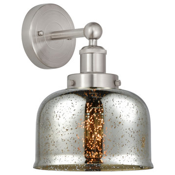 Edison Large Bell 7" Sconce, Brushed Satin Nickel, Mercury Shade