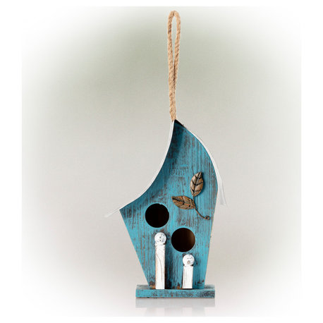 Alpine Blue Artful Wooden Birdhouse, 12"