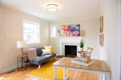 Inspiration for a contemporary living room remodel in Other with gray walls