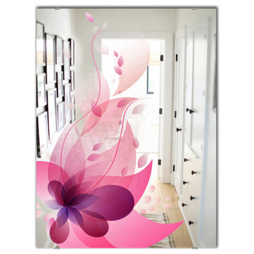 Designart Pink Blossom Traditional Print On Mirror, 28x40