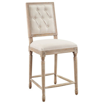Avalon Linen Tufted Square Back Counter Stool