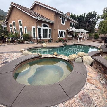 Pool Deck Concrete Staining and Restoration in Newbury Park, CA