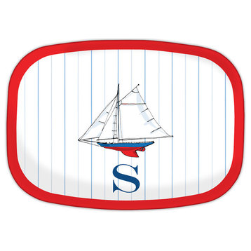 Melamine Platter Sailboat Single Initial, Letter F