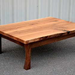 Live Edge White Oak Coffee Table with Curved Walnut Frame - Coffee Tables