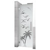 Swing Shower Door with Palm & Bird Design, Semi-Private, 24"x75" Inches, Left