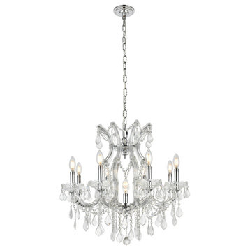 Maria Theresa 9-Light Chandelier, Chrome With Clear Royal Cut Crystal