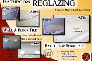 Before and After Bathroom Resurfacing Shots, Saving Property Owners Big Money!
