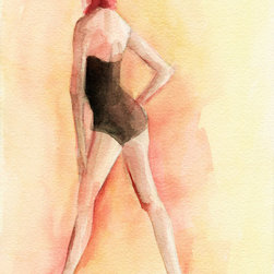 Brown Vintage Bathing Suit 1 Fashion Illustration - Fine Art Prints