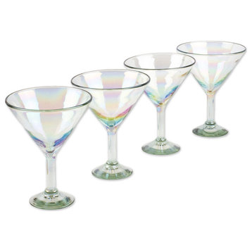 Novica Handmade Ethereal Glamour Handblown Martini Glasses, 4-Piece Set