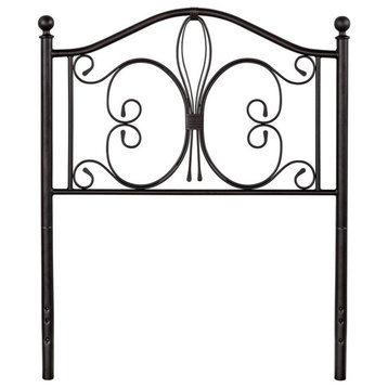 Bowery Hill Traditional Metal Twin Headboard in Antique Brown Highlight