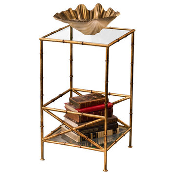Bamboo 2 Tier Table, Antique Gold