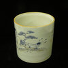Chinese Blue & White Scenery Porcelain Brush Pot