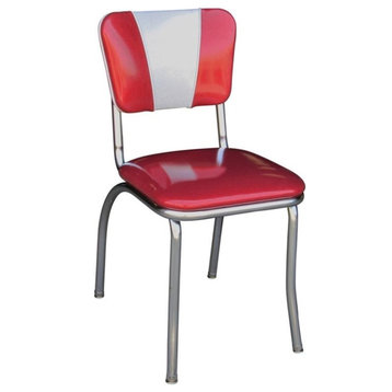 V-Back Chrome Diner Chair, Glitter Sparkle Red and Glitter Silver