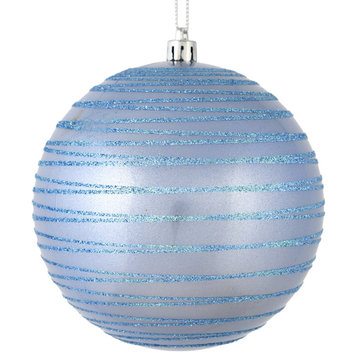Vickerman N187629D 4" Periwinkle Candy Finish Ball Ornament With Glitter Lines