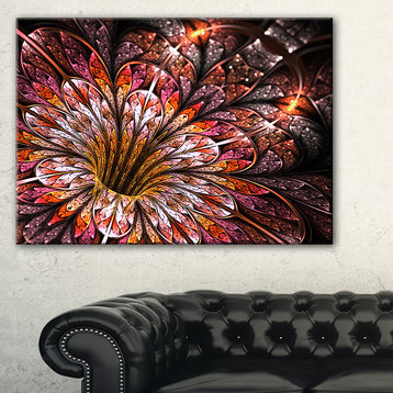 "Glittering Light Red Fractal Flower" Large Canvas Print, 40"x30"