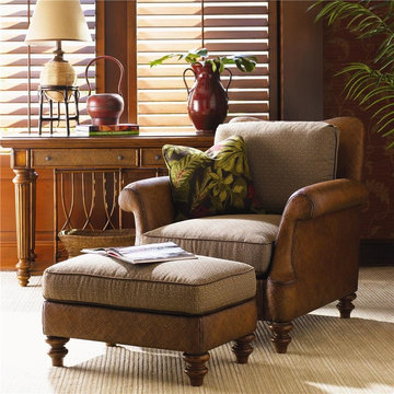 Island Estate Loose Back Hamilton Wicker Chair & Ottoman