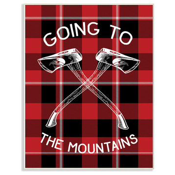 'Going To the Mountains Axes and Plaid', Wall Plaque, 10"x0.5"x15"