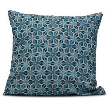 Water Mosaic, Geometric Print Pillow, Teal, 16"x16"