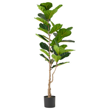Socorro 2' x 1' Artificial Tabletop Fiddle-Leaf Fig Tree, 24 W X 24 D X 59 H