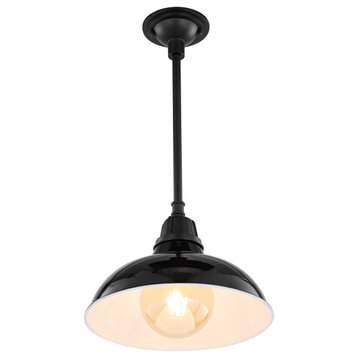 Jasper 12.25" 1-Light Farmhouse Indoor/Outdoor Iron LED Pendant, Black