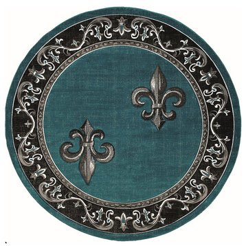 United Weavers Bristol Lilium Rug, Turquoise (2050-11269), 7'10"x7'10" Round