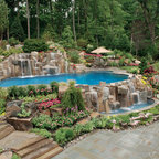 Saddle River NJ Natural Swimming Pool Waterfalls - Tropical - Pool ...