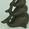 Rust Brown Cast Iron Triple Stacked Whale Figurine