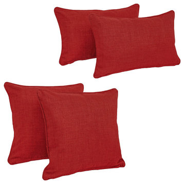 Blazing Needles Indoor/Outdoor Spun Polyester Throw Pillows, Set of 3, Papprika