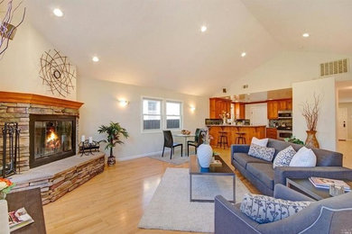 Transitional living room photo in Denver