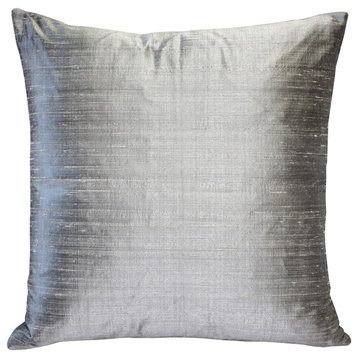 Pillow Decor Sankara Silk Throw Pillows 16"x16", Silver