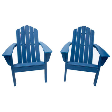 Marina Poly Outdoor Patio Adirondack Chair, Set of 2, Navy