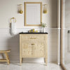 Modway Elysian 30" Modern Wood Bathroom Vanity in Black and Burl Oatmeal